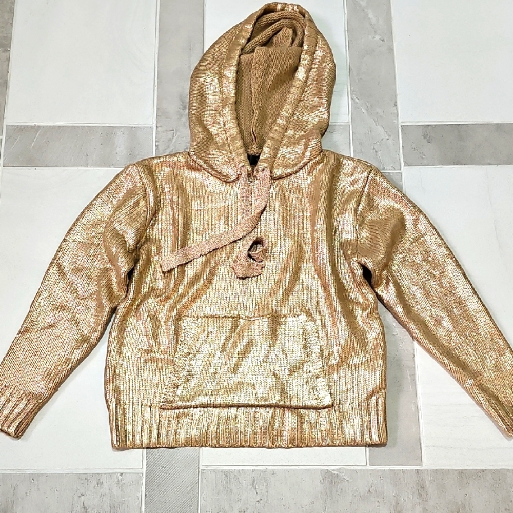 Shimmering Gold Knit Hoodie, Brand New